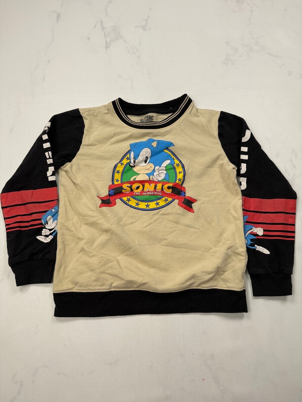 Sonic The Hedgehog Sweatshirt Black 90s VTG Graphic - Boys 10/12